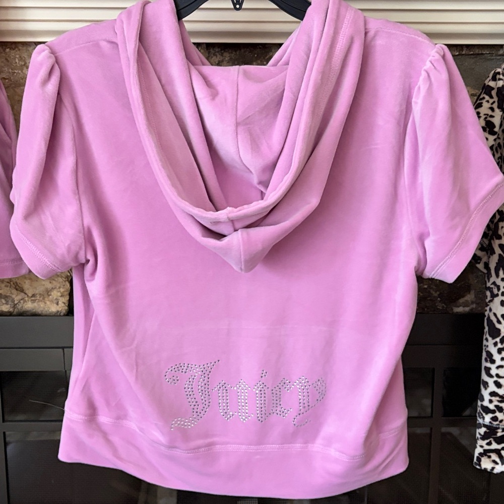 NWT Juicy Couture Velour tracksuit hoodie and shorts set size L choose one set - Picture 9 of 14